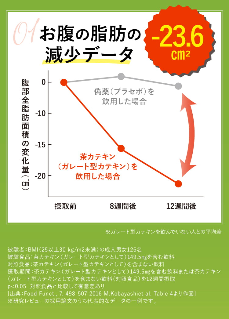 お腹の脂肪の減少データ